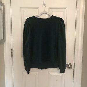 1.State Teal Velvet Pleated Sleeve Sweater